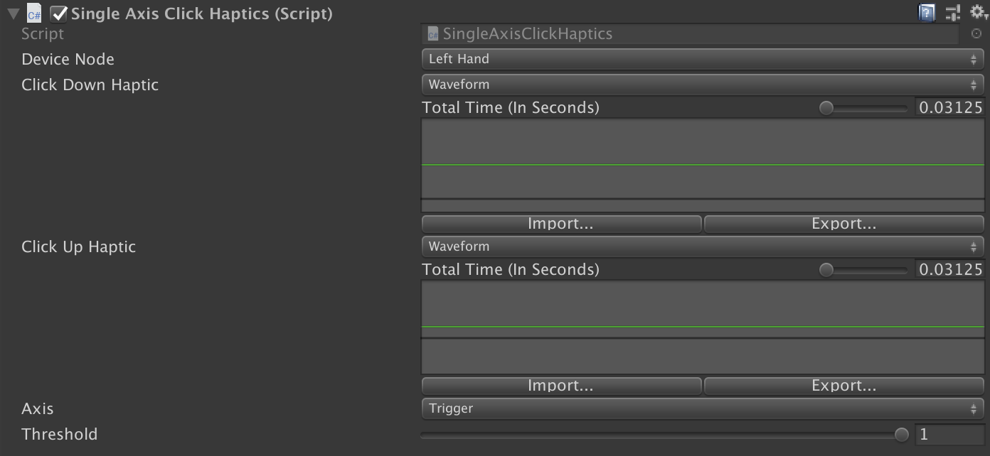 Trigger haptics settings should look like this.